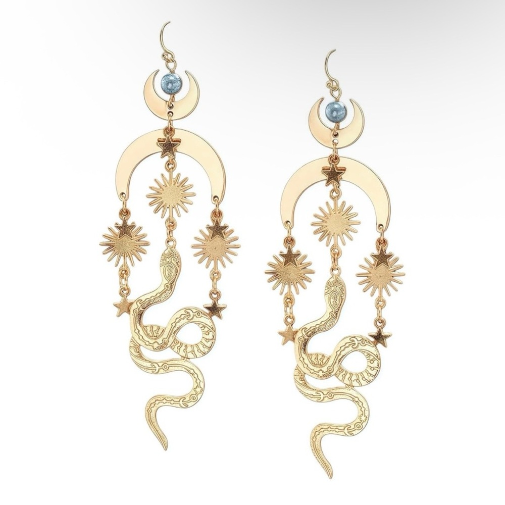 Gold Snake Dangle Earrings